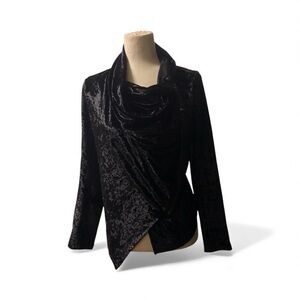 Blank NYC Black Crushed Velvet Asymmetrical Jacket | Sz S NWT
